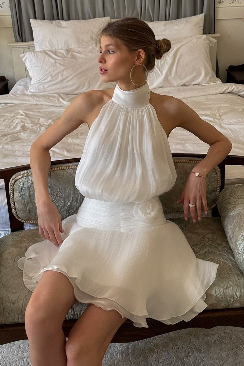 Halter Backless Tie Detail Graduation Party Dress