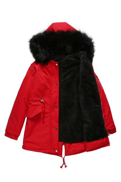 Hooded winter warm fleece coat with cotton padded jacket