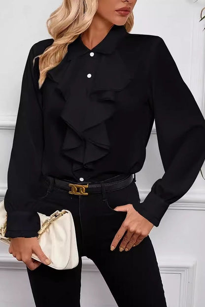 Ruffle Layered Long Sleeve Blouse