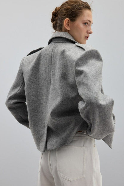 Structured Wool Notch Lapel Coat