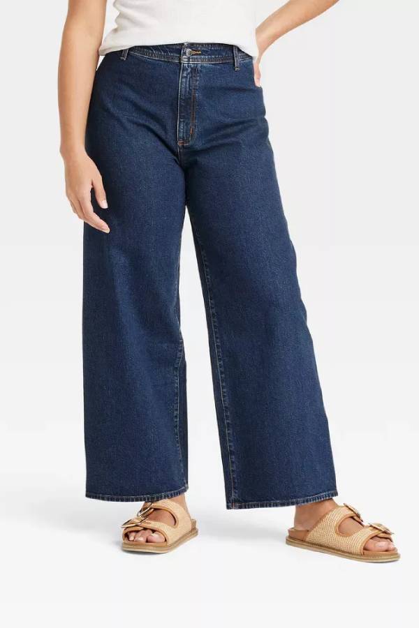 Women's High-Rise Sailor Wide Leg Ankle Jeans