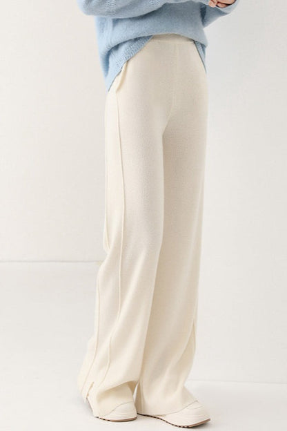 Wool Soft Straight Split Knit Pants