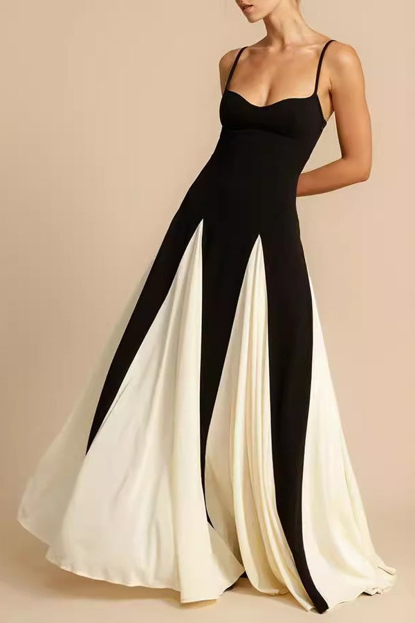 Chic Elegant Slim Colorblock Camisole Formal Dress