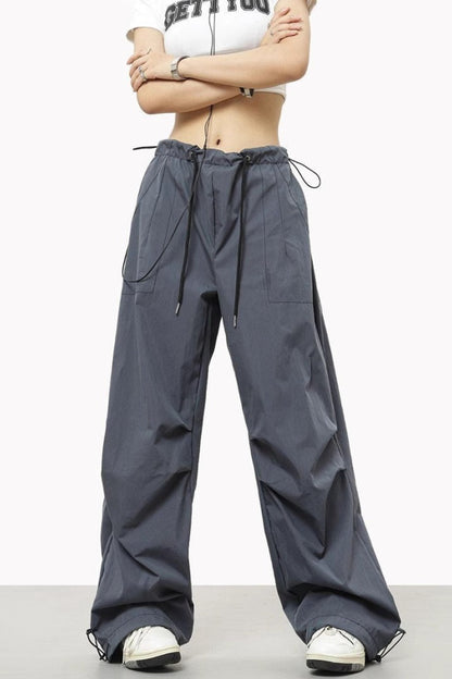 Relaxed Fit Drawstring Waist Cargo Pants