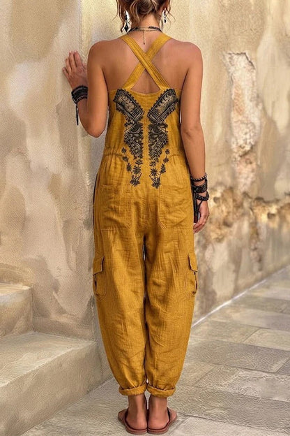 Aria Boho Chic Embroidered Jumpsuit