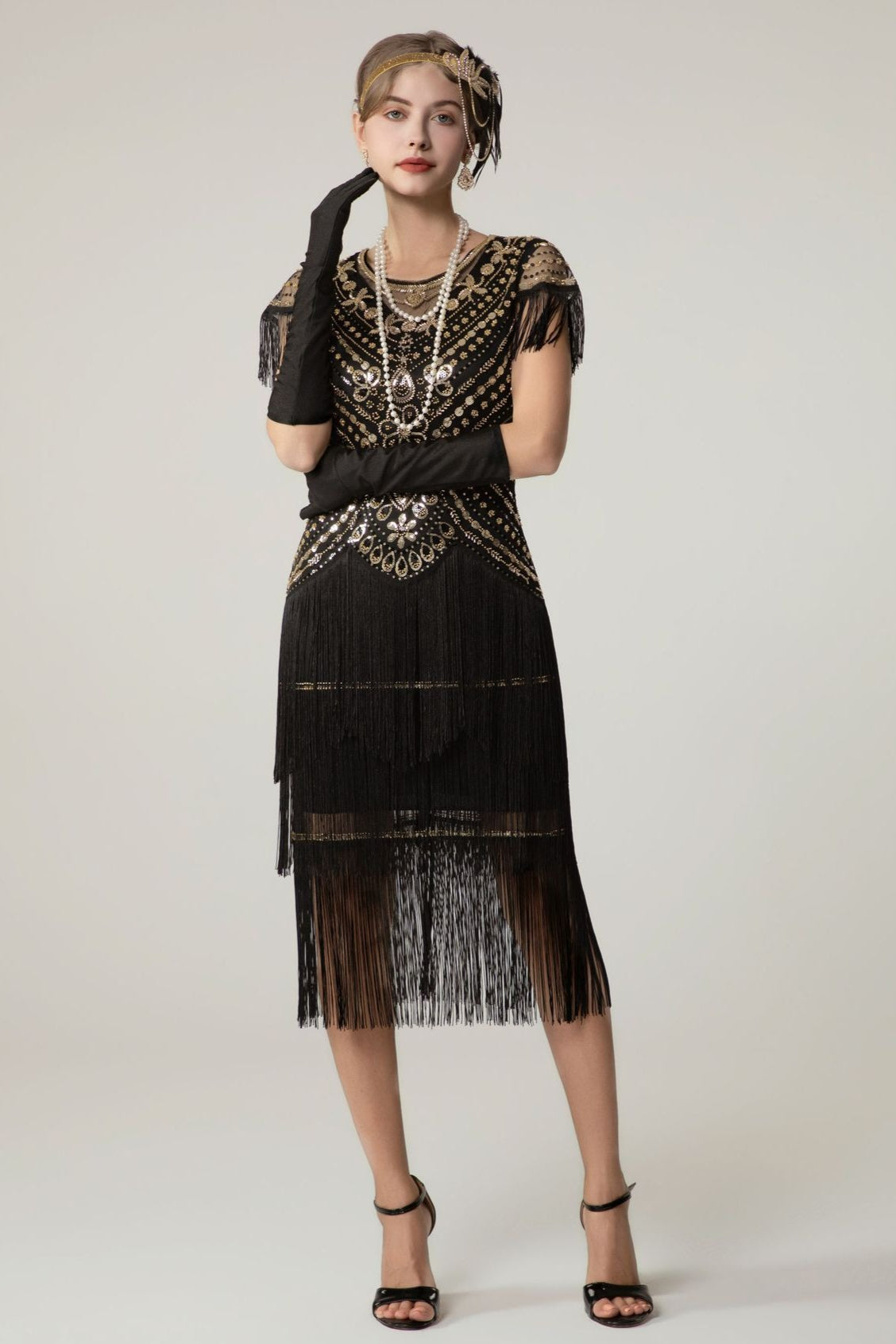 Sequin Short Sleeve Fringe Boho Dress
