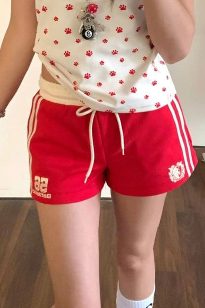 Vintage Letter Print Relaxed Fit Shorts