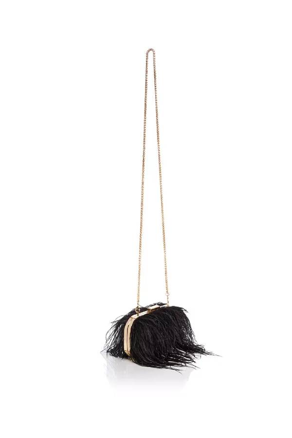 Ostrich feather chain crossbody bag