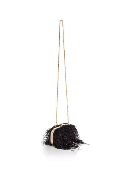 Ostrich feather chain crossbody bag