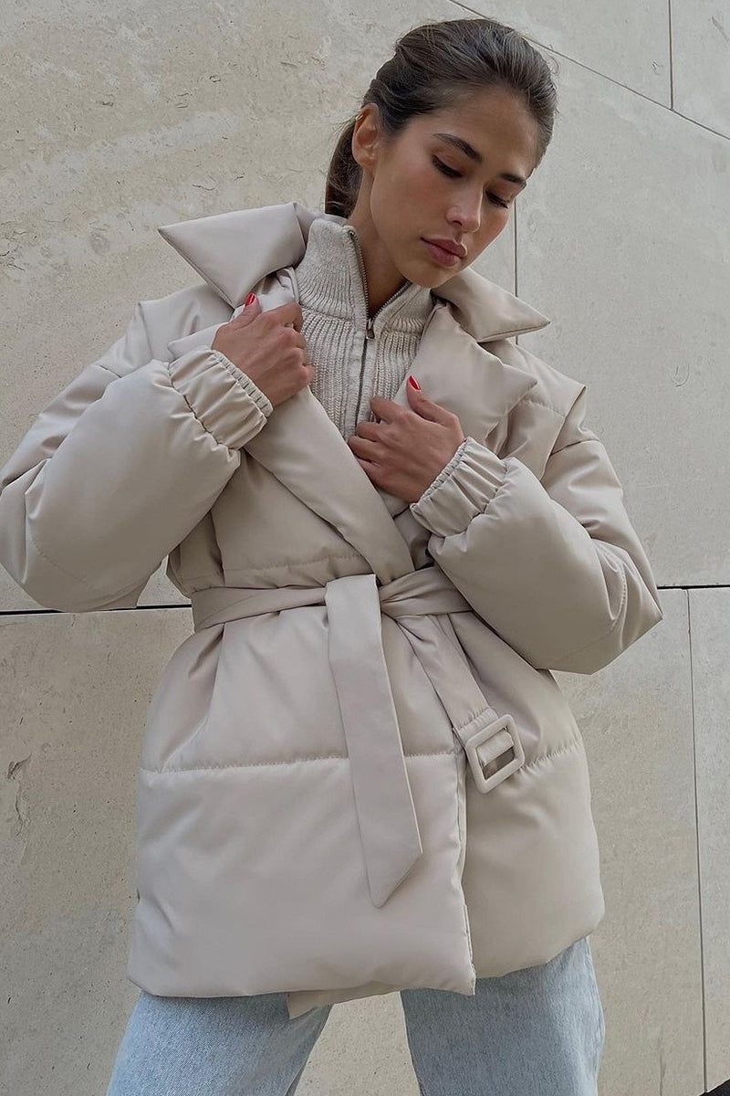 Structured Quilted Notch Collar Coat