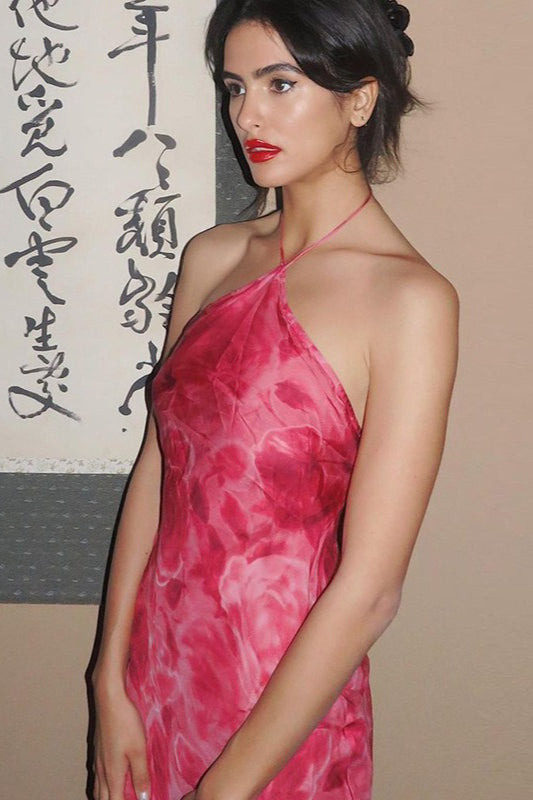 Halter Strapless Printed Slim Bodycon Floral Dress