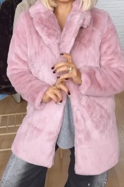 Faux fur collar loose coat