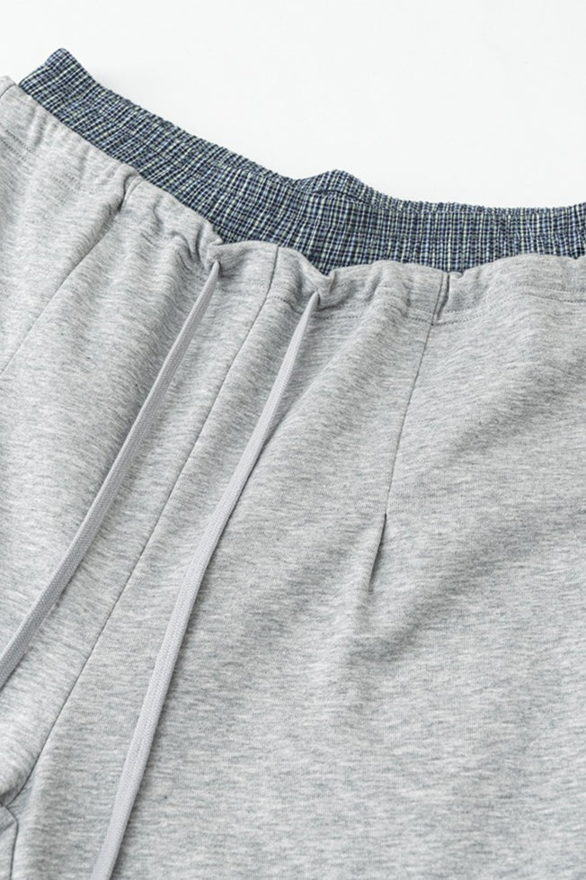 Patchwork Double Waist Wide Leg Athletic Pants