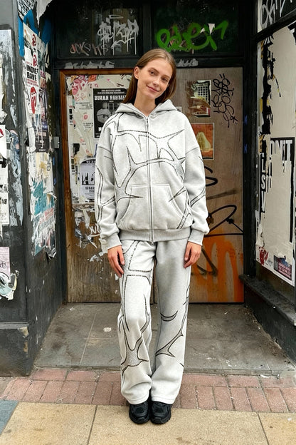 Y2K Mysterious Rhinestone Zipper Hoodie