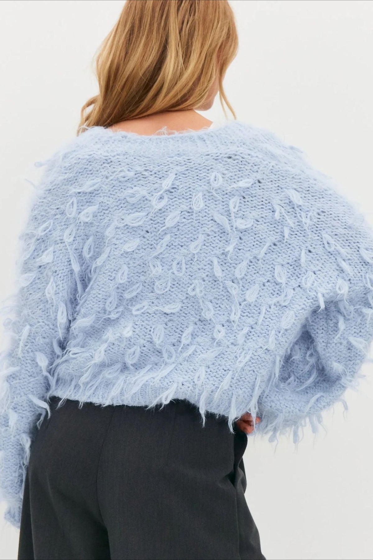 Slouchy V-Neck Tasseled Loose Solid Sweater