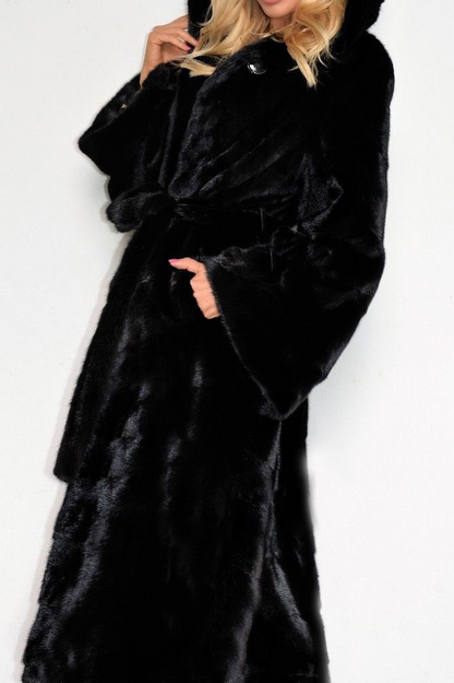 Faux Fur Plus Size Hooded Warm Long Overcoat