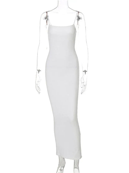 Spaghetti Strap Square Neck Bodycon Midi Dress