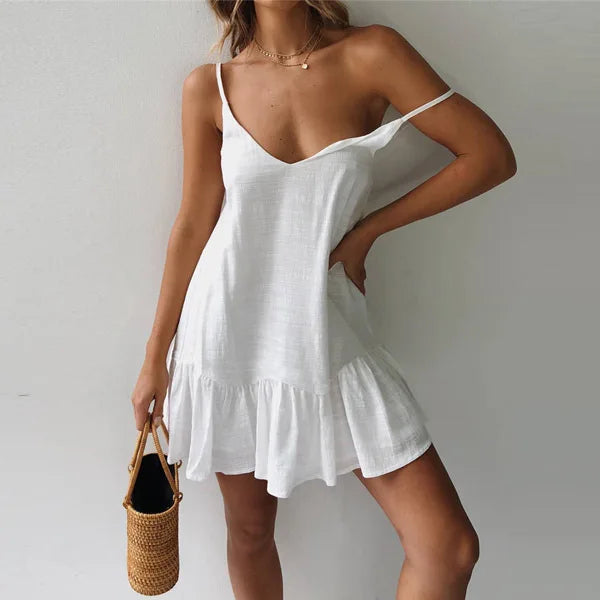 Strap Ruffle Sleeveless Green Midi Dress