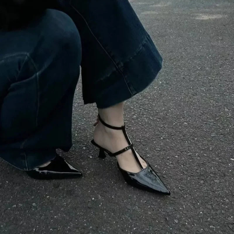 New Pointed Toe Summer Slingback Khaki Female Slides Low Heel Pumps
