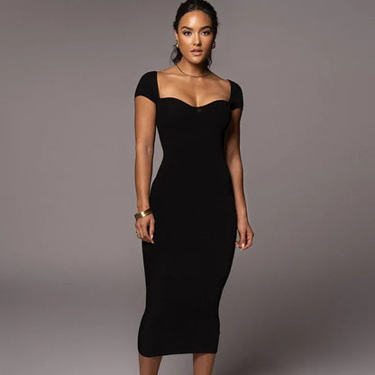 New Boat Elegant High Slim Ladies Y2K Midi Dresses