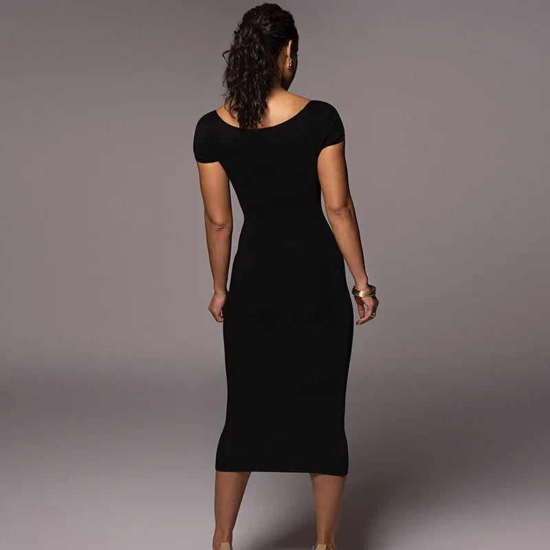 New Boat Elegant High Slim Ladies Y2K Midi Dresses