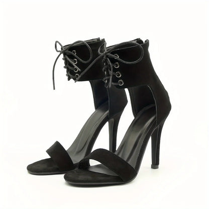 Stylish 2024 Open Toe Lace Hollow Cross Roman Designer High Heel