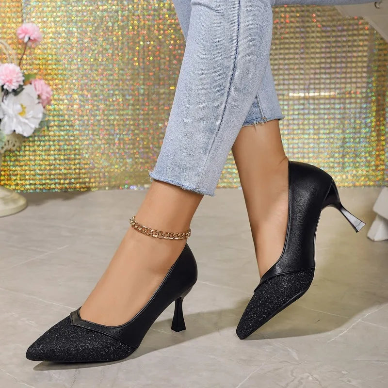 Pointed Toe Exquisite Wedding Casual Fashion Elegant Stiletto Low Heel Pumps