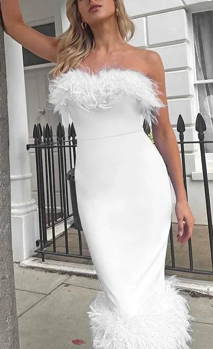 Pencil Off Shoulder Elegant Birthday Club Midi Dresses