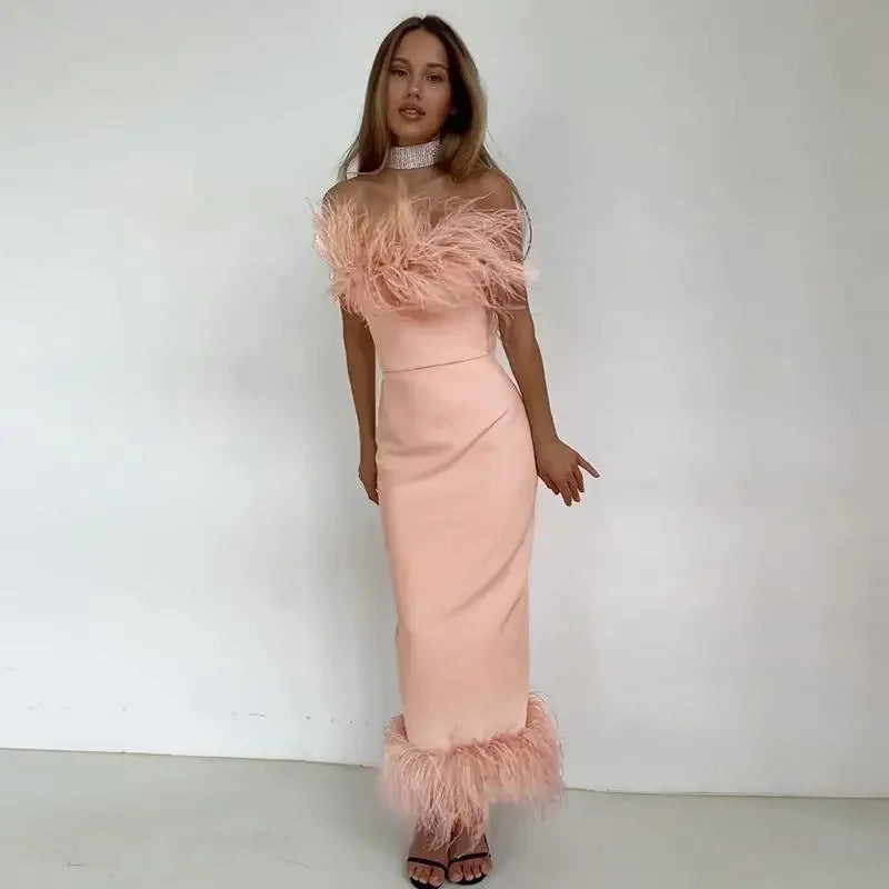 Pencil Off Shoulder Elegant Birthday Club Midi Dresses
