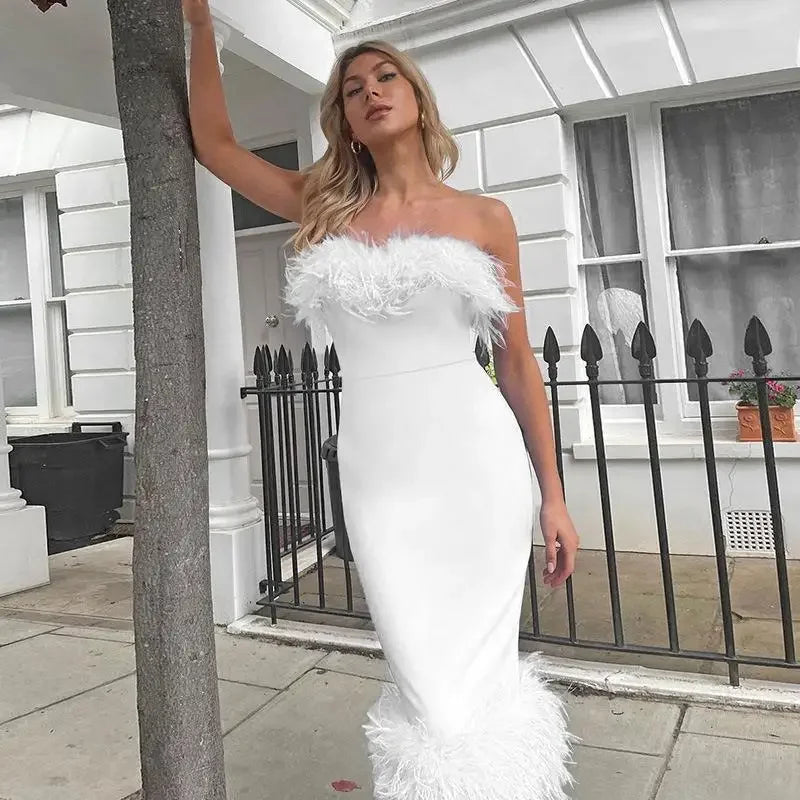 Pencil Off Shoulder Elegant Birthday Club Midi Dresses