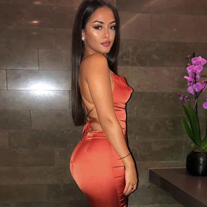 Maxi Puss Nightclub Satin Elegant Casual Midi Dresses
