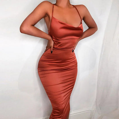 Maxi Puss Nightclub Satin Elegant Casual Midi Dresses