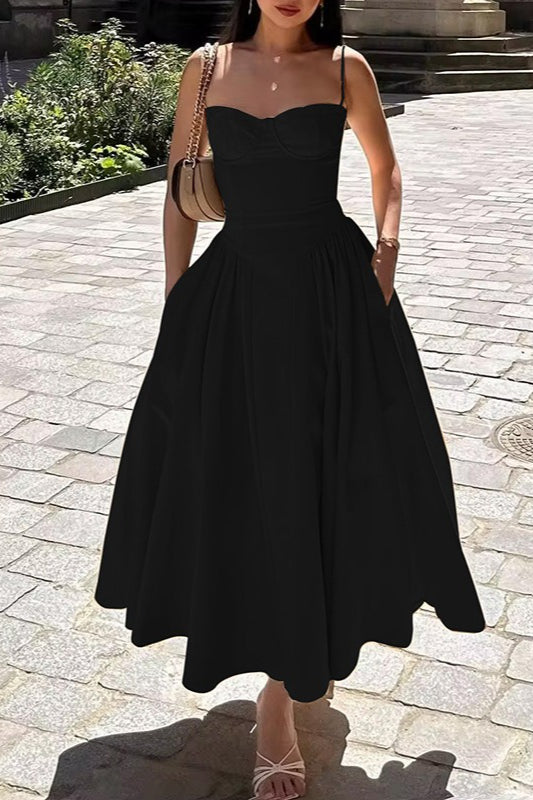 Elegant Vintage Satin Halter Maxi Prom Dress