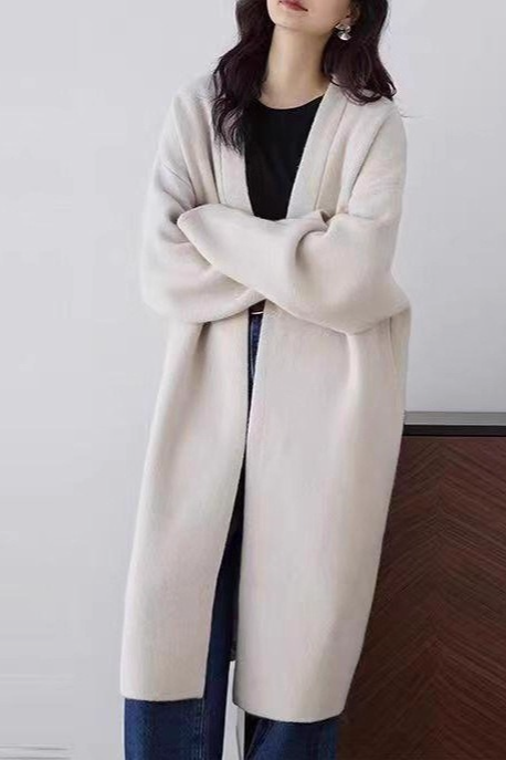 Slouchy Knit Oversized Thick Knee-Length Overcoat