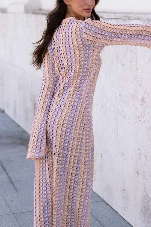LACE HOLLOWED-OUT V-NECK DRESS