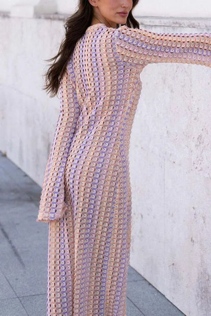 LACE HOLLOWED-OUT V-NECK DRESS
