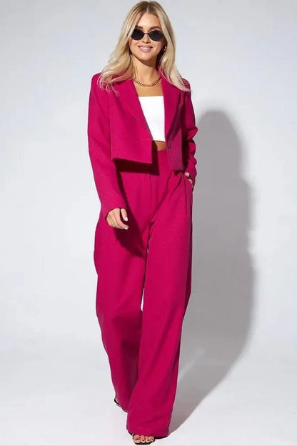 Cropped Fitted Two Piece Blazer Pants Set