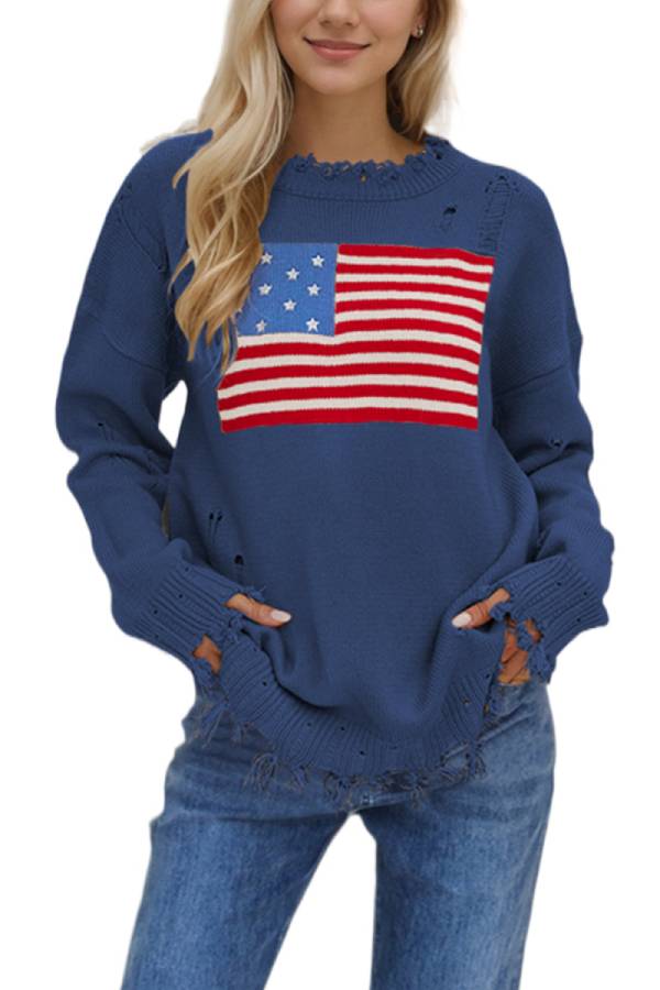 Round Neck Flag Fashion Sweater