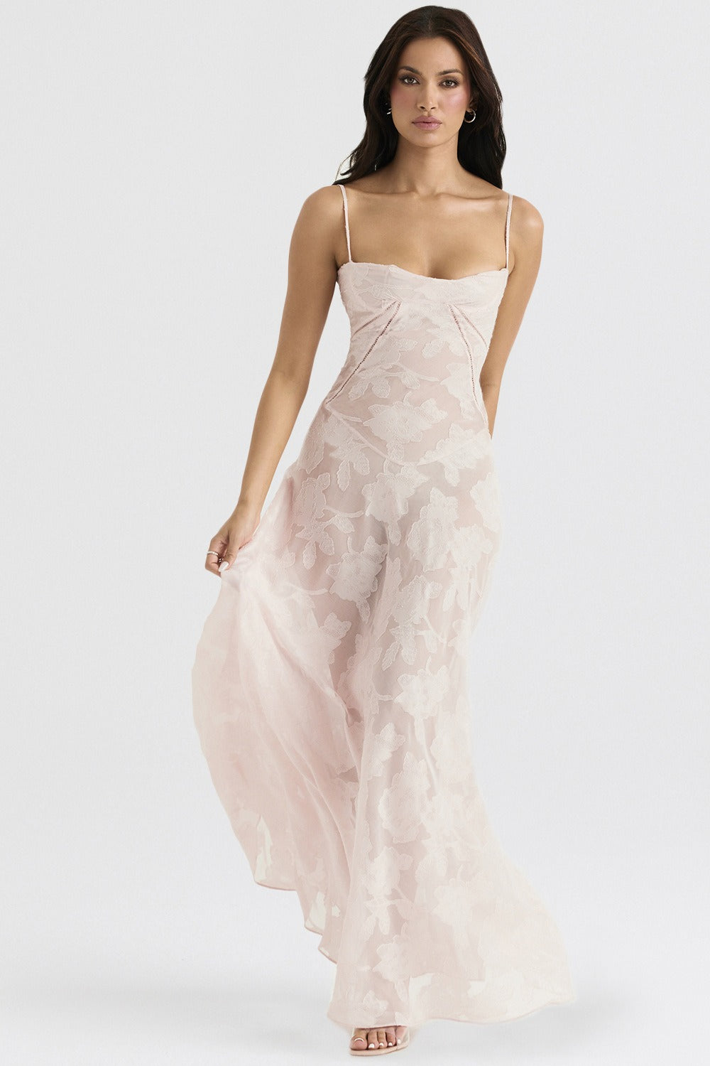 Lace Tie-Strap Romantic Maxi Dress