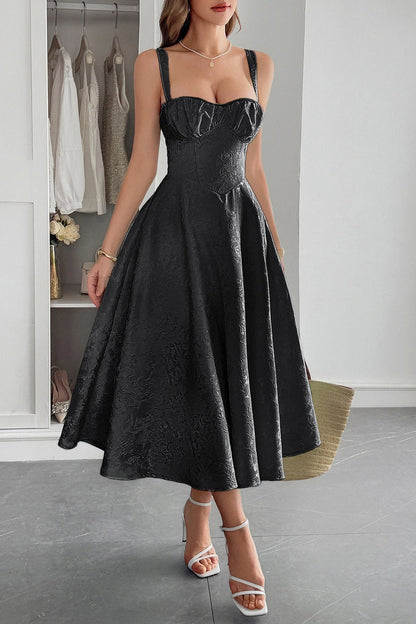 Jacquard Spaghetti Strap Cocktail Dress