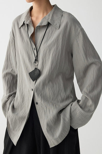 Draped V Neck Textured Blouse