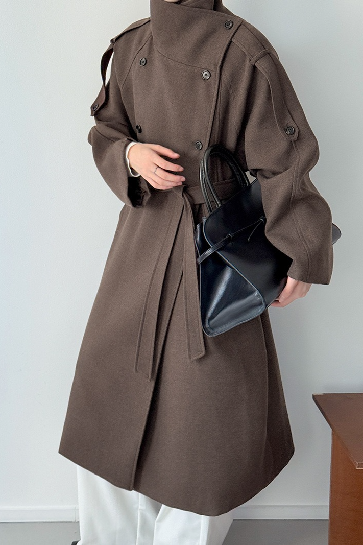 Tall Fit Double Breasted Long Chic Elegant Overcoat