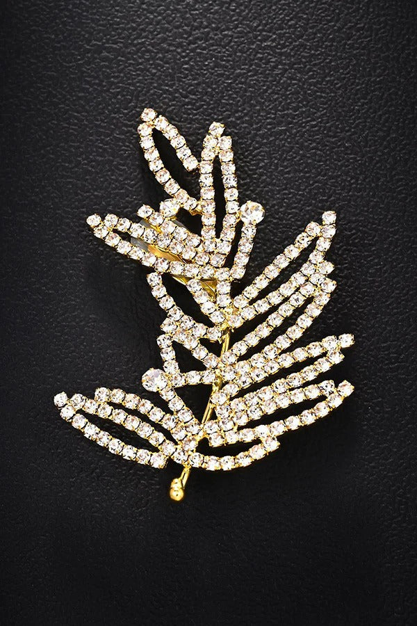 Rhinestone Leaf Ear-Cuff Earrings