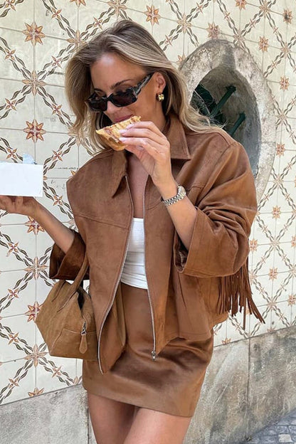 Earth Tone Fringed Jacket