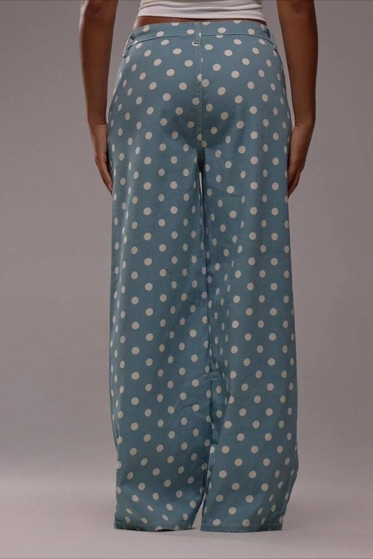 Polka Dot Casual Mid Waist Wide Pants