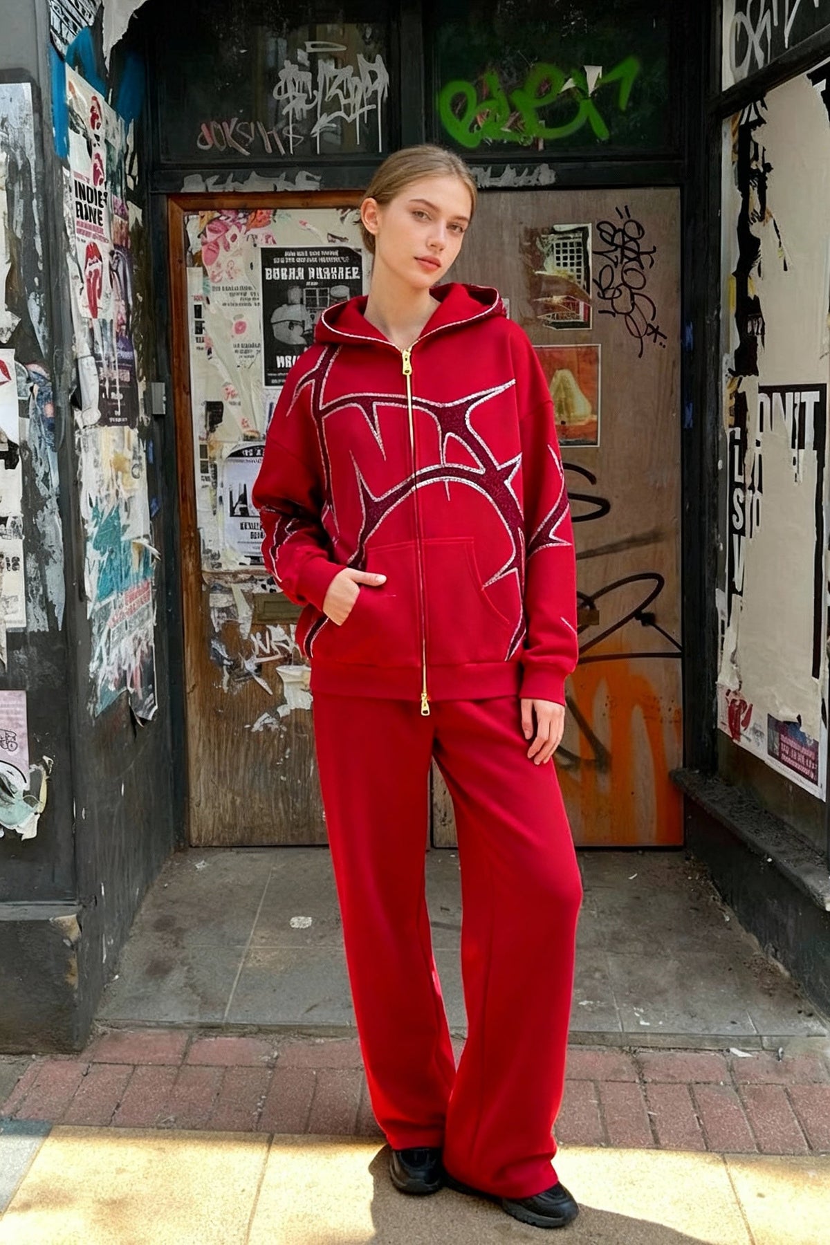 Y2K Mysterious Rhinestone Zipper Hoodie
