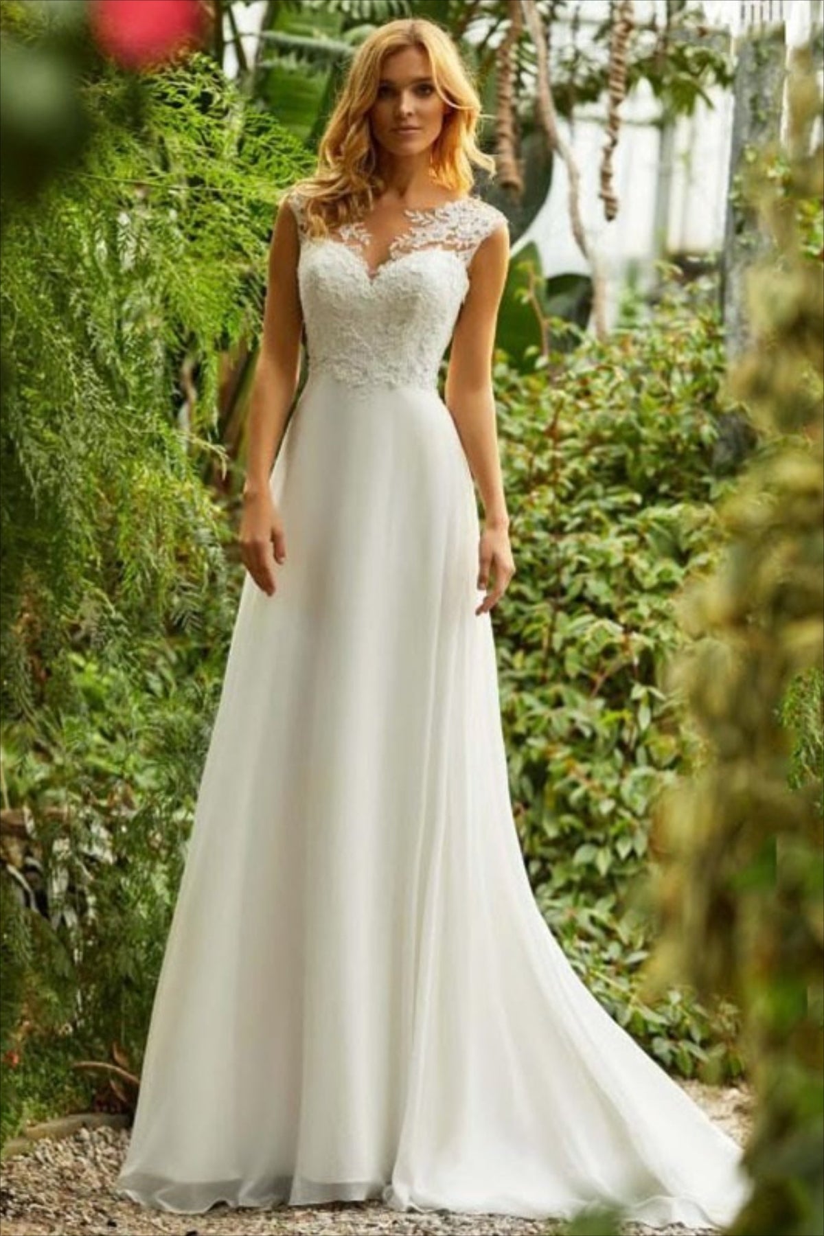 Elegant Lace Fit Flare Wedding Dress