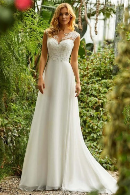 Elegant Lace Fit Flare Wedding Dress