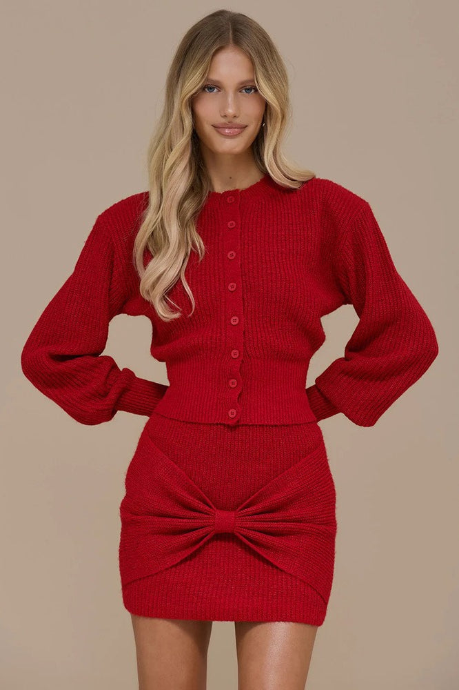 Single Breasted Knit Sweater Bodycon Skirt Skirt Set