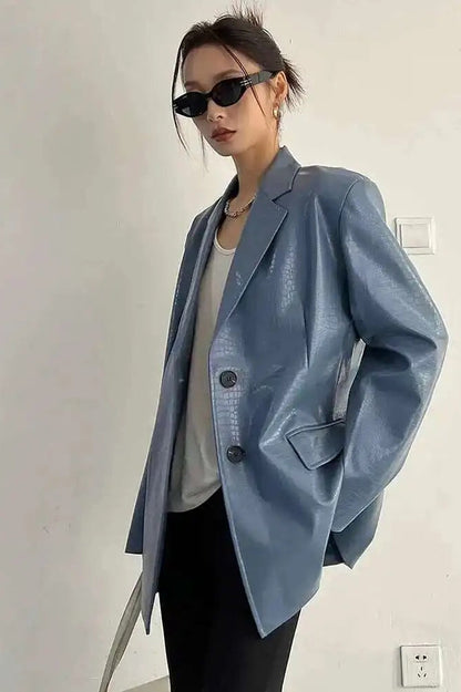 PU Leather Oversized Casual Blazer